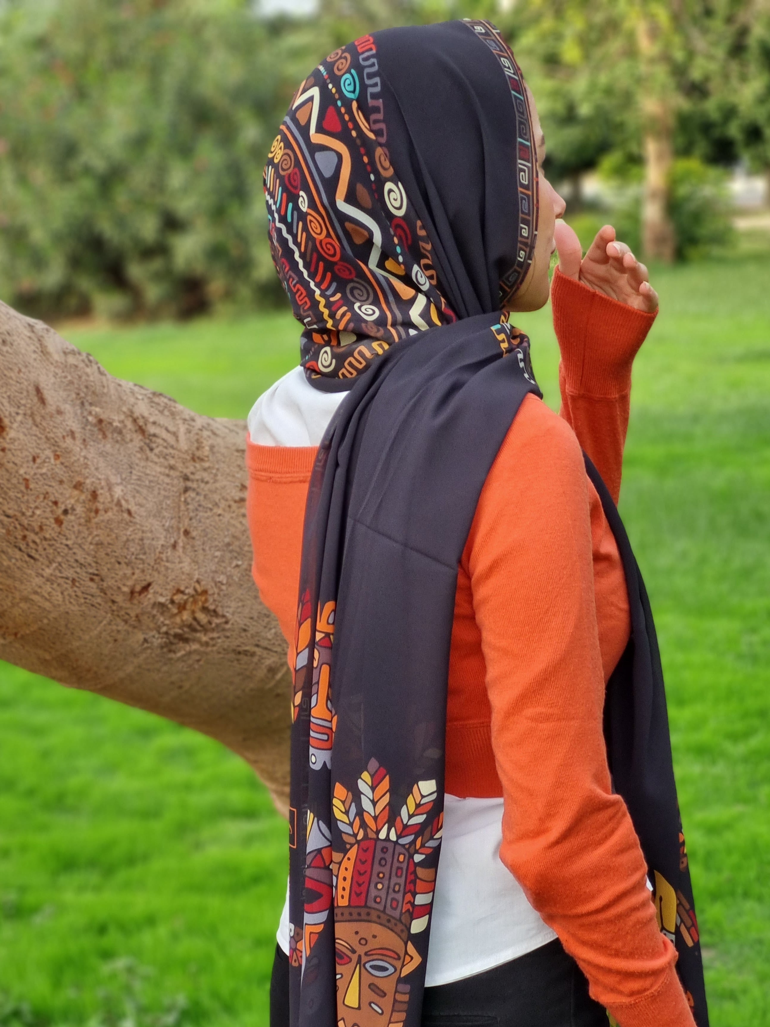 Black African Chiffon Scarf