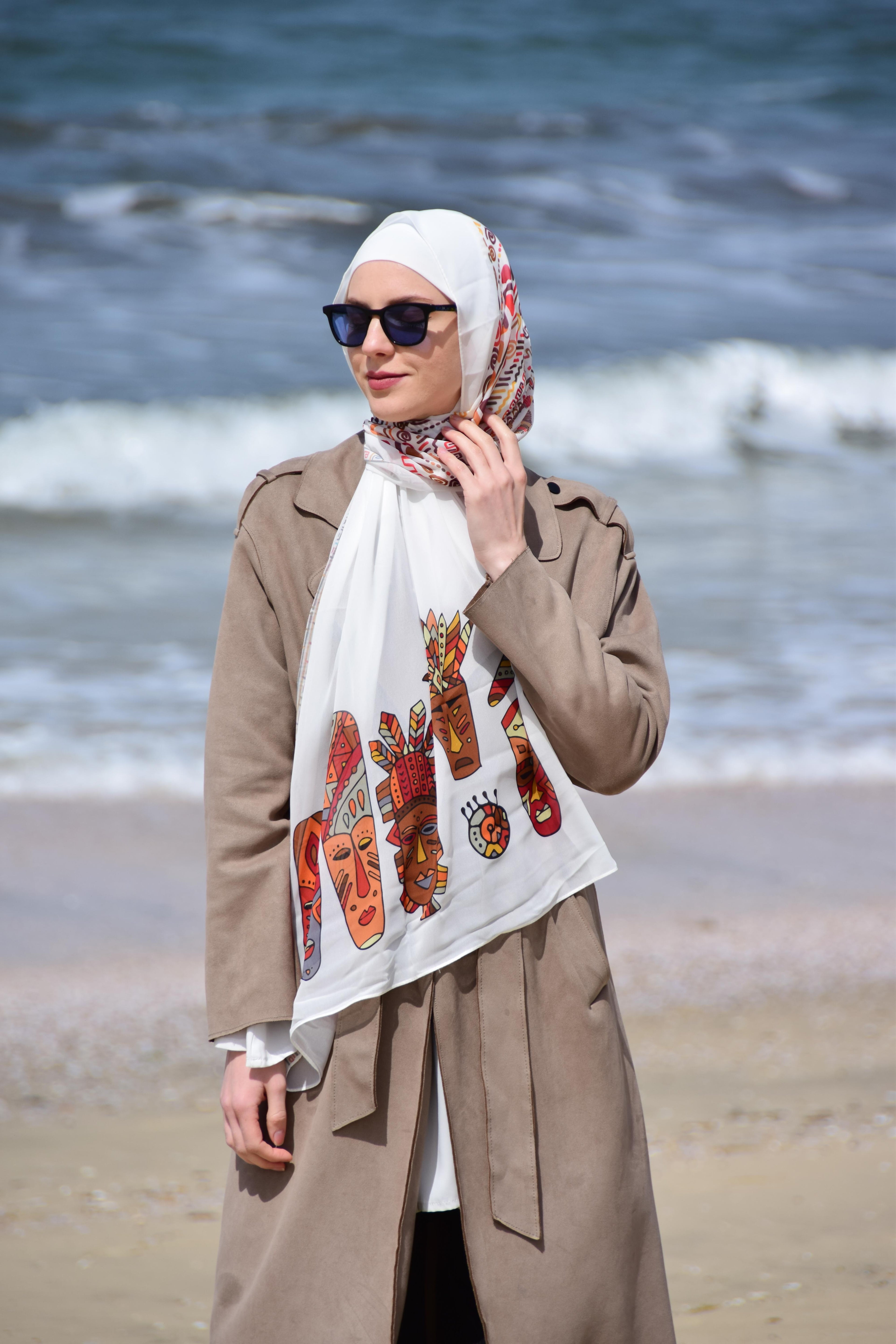 White African Chiffon Scarf