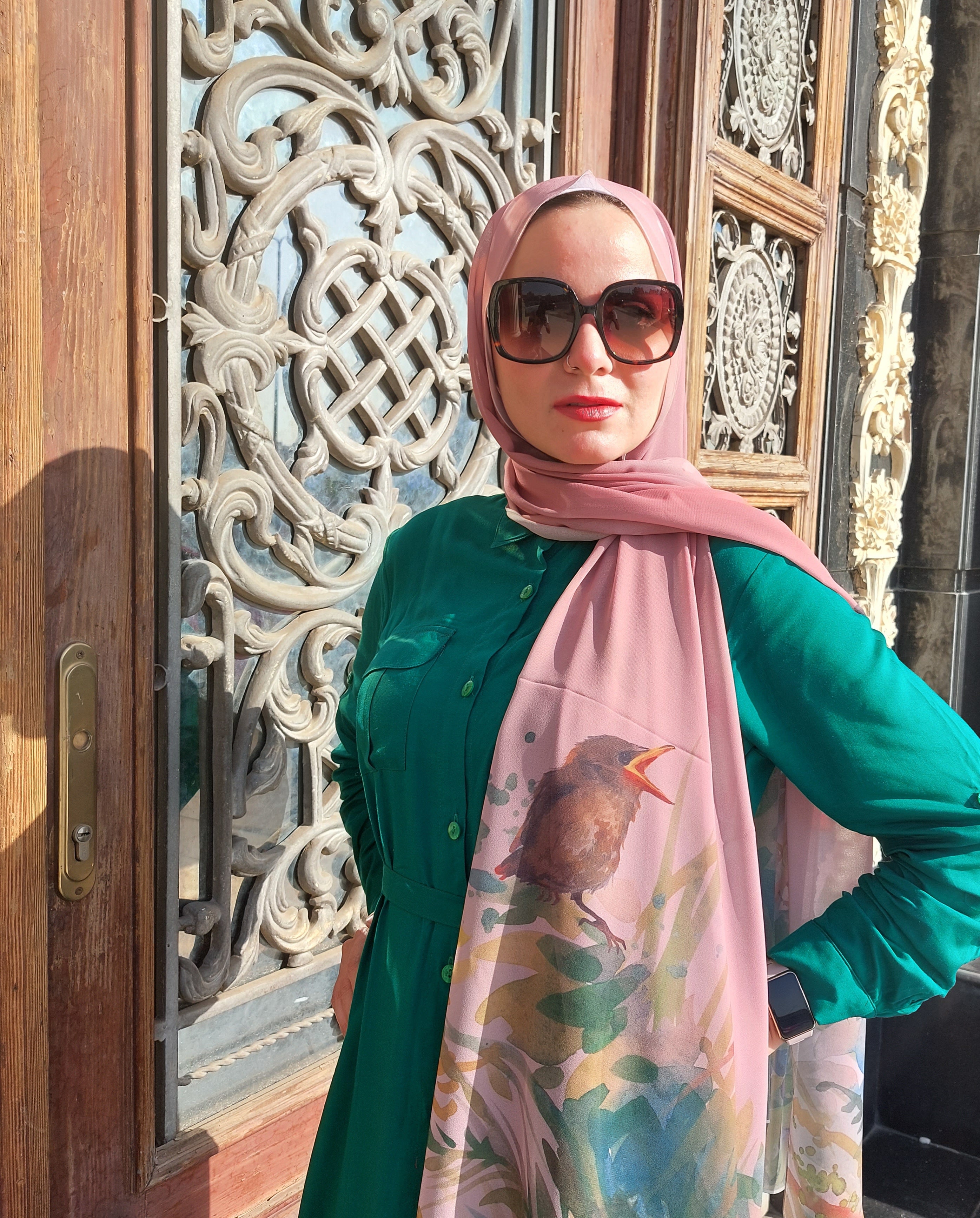 Kashmir Birds Chiffon Scarf