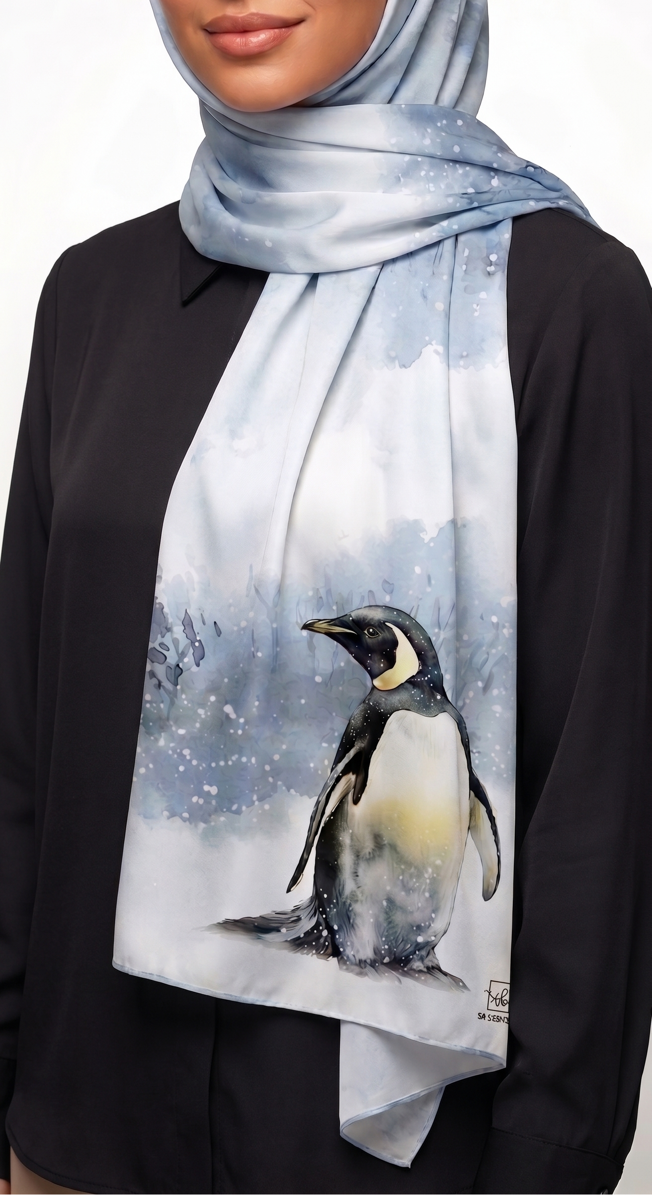 Penguin Chiffon Scarf