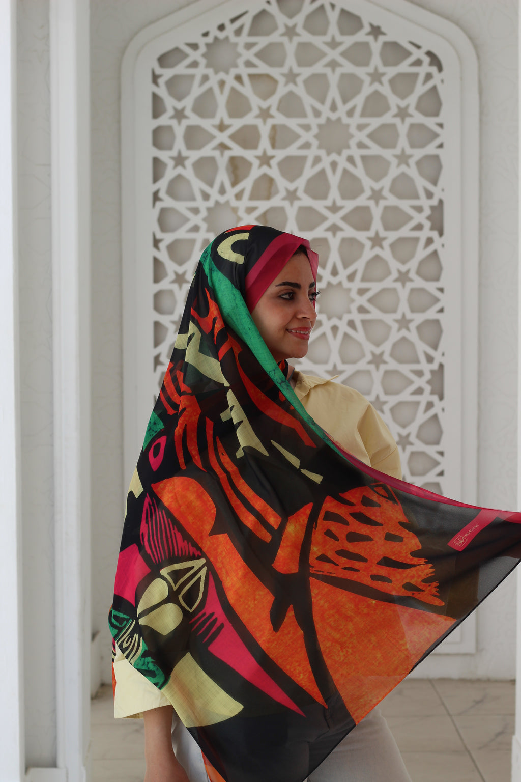 Orange Picasso Cotton Feel Scarf