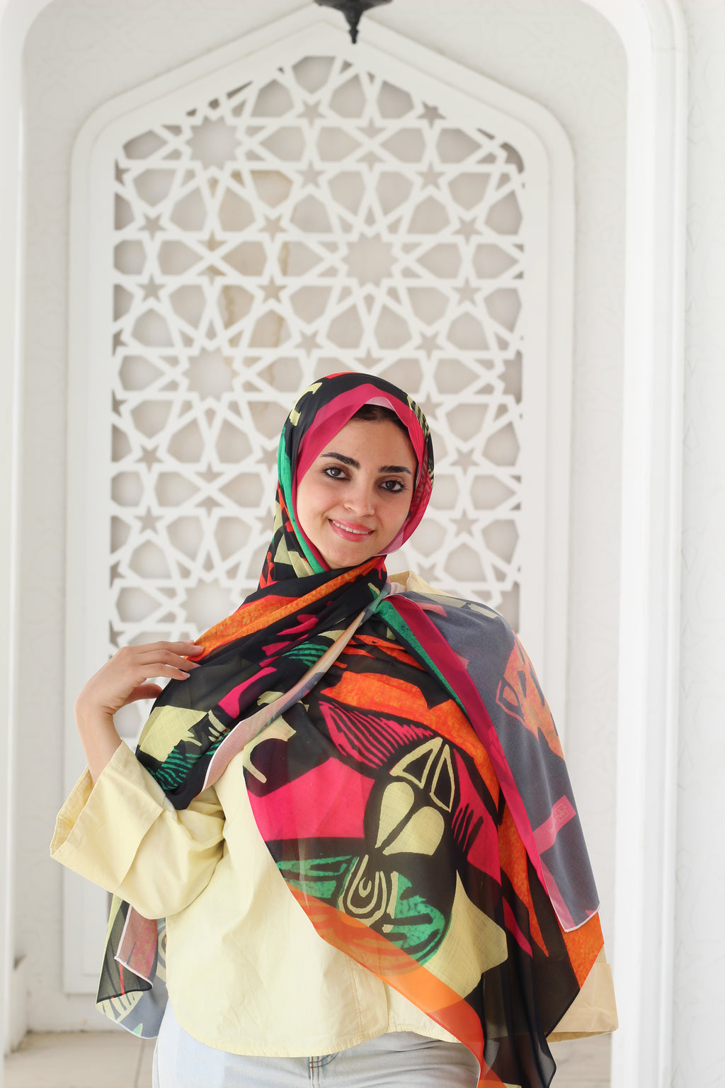 Orange Picasso Cotton Feel Scarf