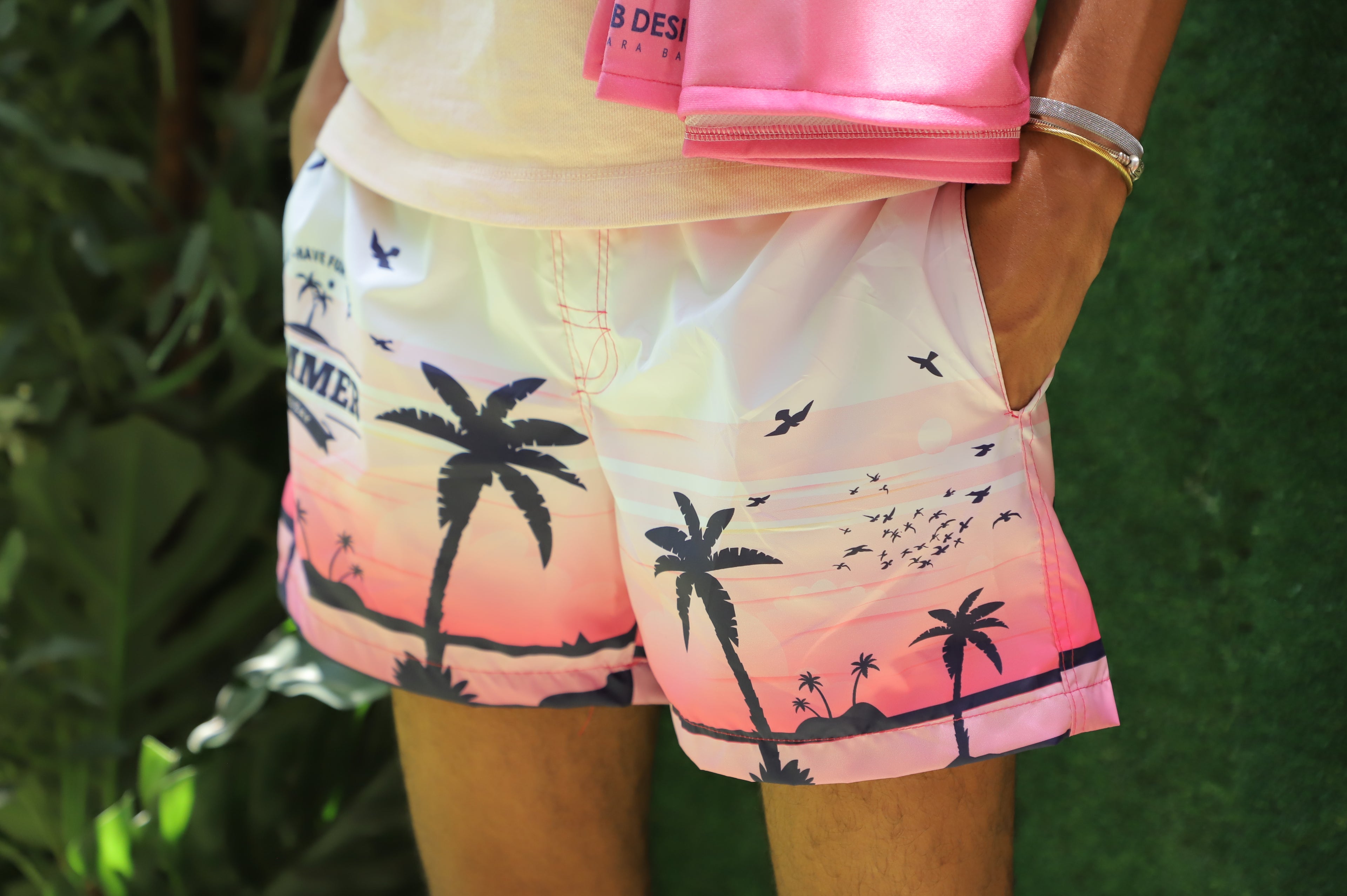 White Miami Pink Trunks