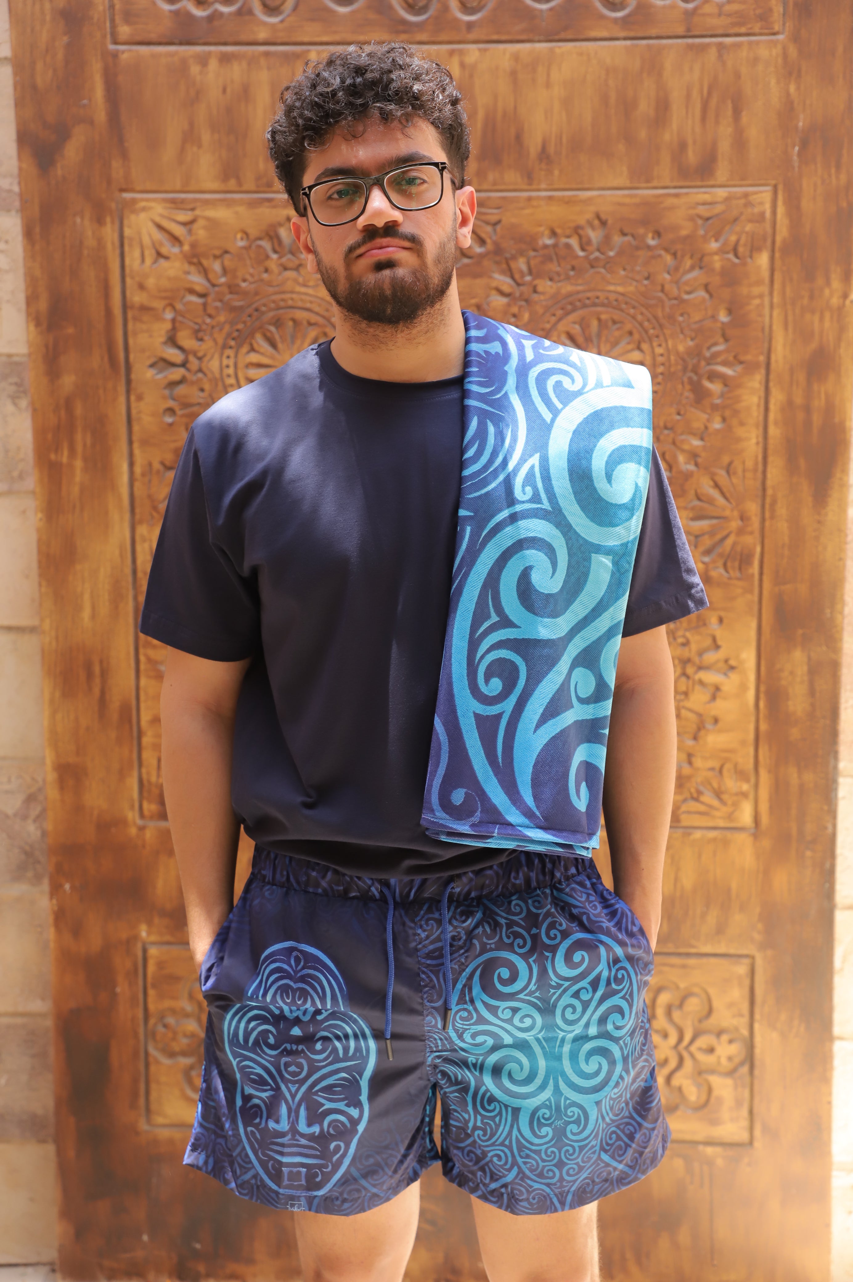 Black Mouri Blue Trunks
