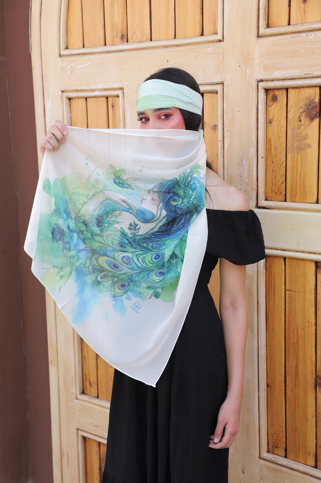 light Peacock Woman Cotton Feel Scarf