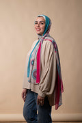 Mint Pink Wheels Chiffon Scarf
