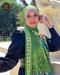 Green Pharaonic Eagle Chiffon Scarf