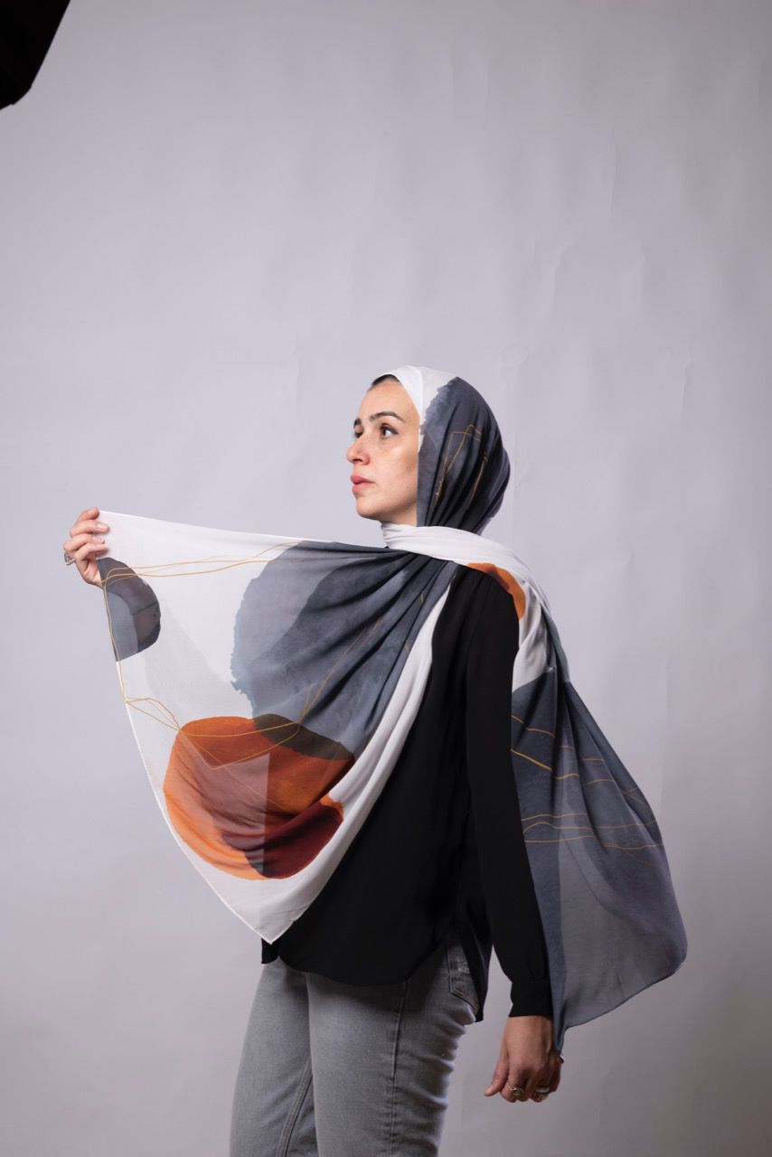 Dark Grey Stain Chiffon Scarf
