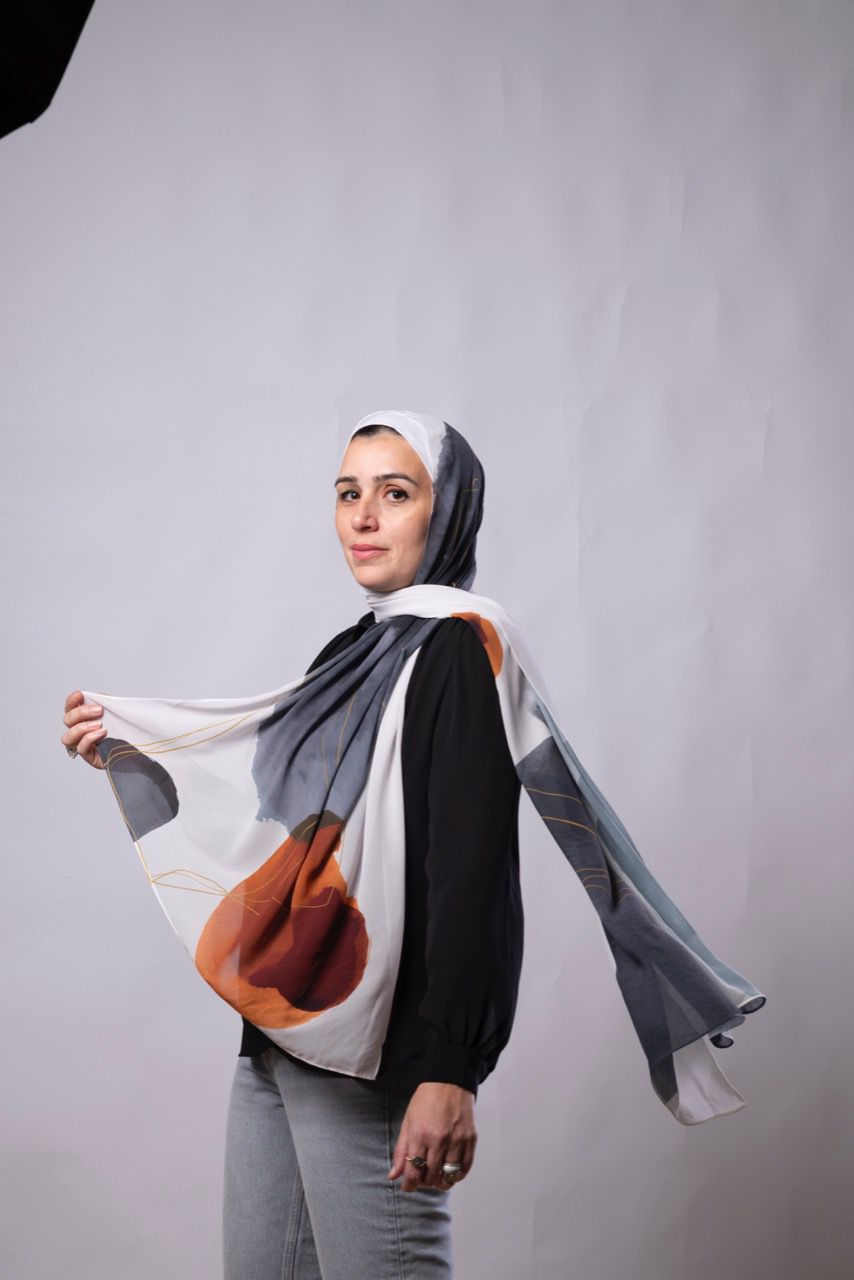 Dark Grey Stain Chiffon Scarf