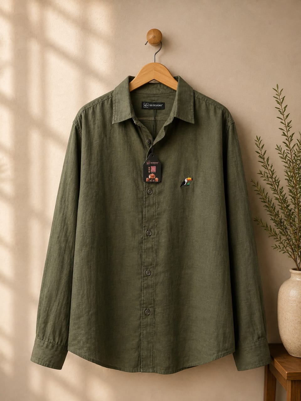 Dark Green Linen Shirt