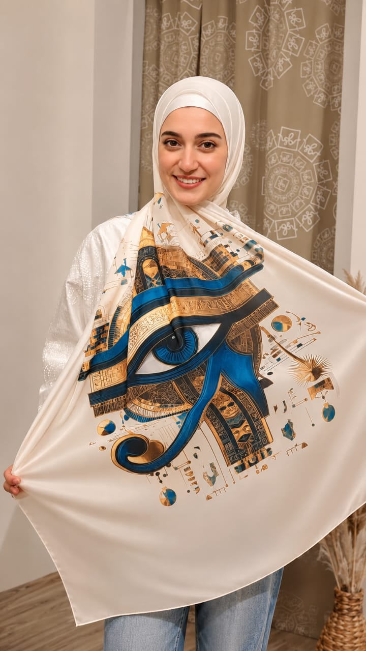 Horas Gold Eye Chiffon Scarf