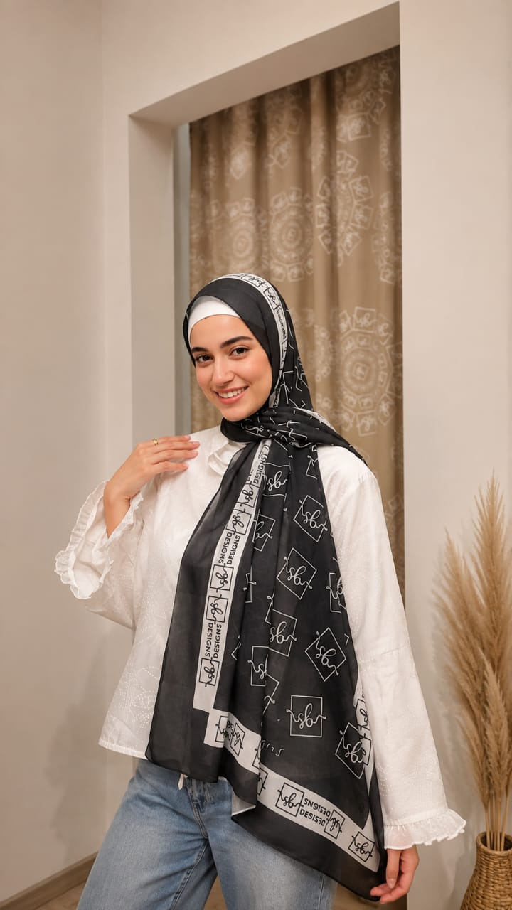 Black SB Chiffon Scarf