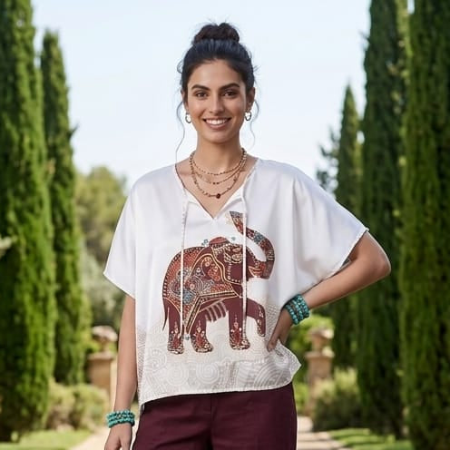Loose Blouse Brown elephant