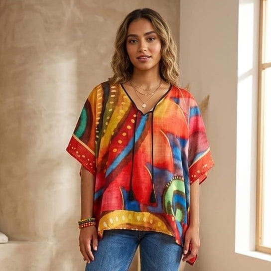 Loose Blouse Red Sun