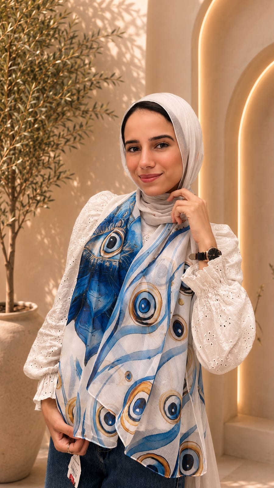 Evil Blue Eye Cotton Feel Scarf