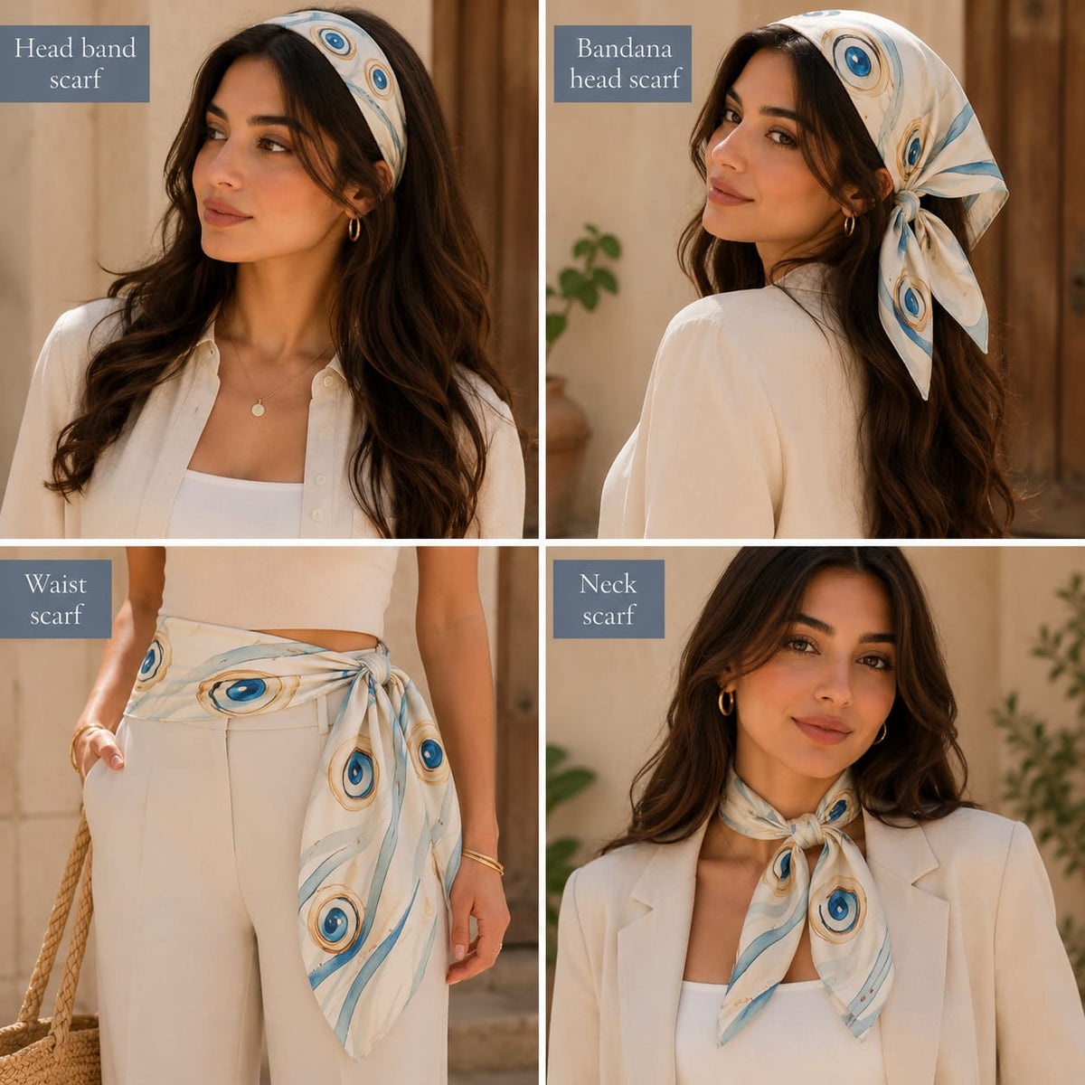 Evil Blue Eye Scarf Satin