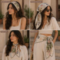 White Bike Watercolor Scarf Satin