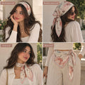 White Rose flowers Scarf Satin