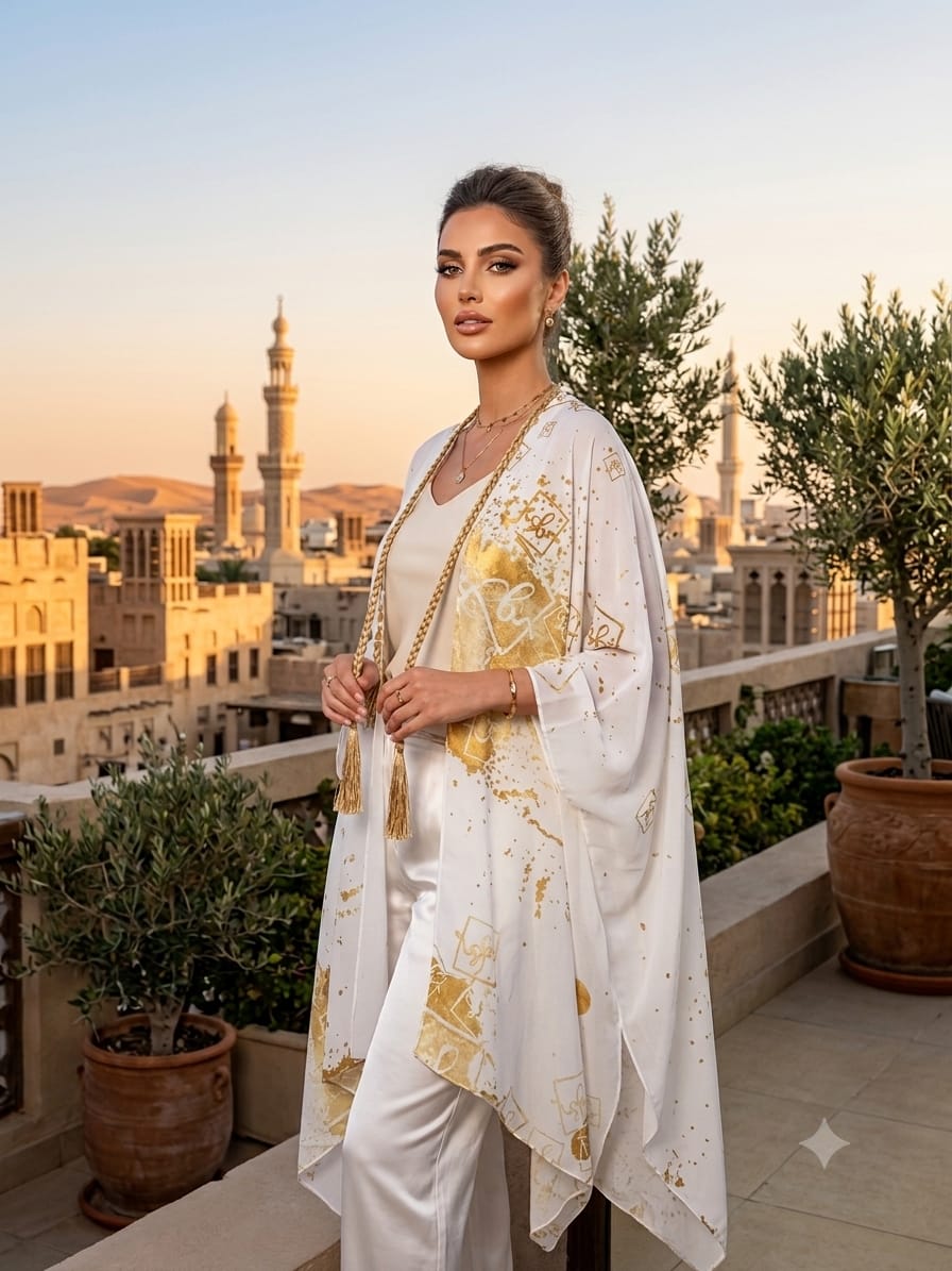 SB Gold chiffon poncho