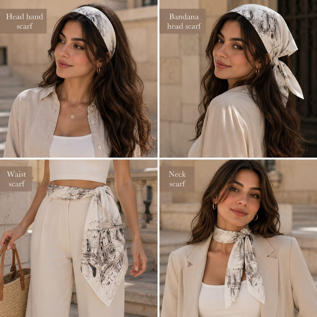 Grey Town Scarf Satin