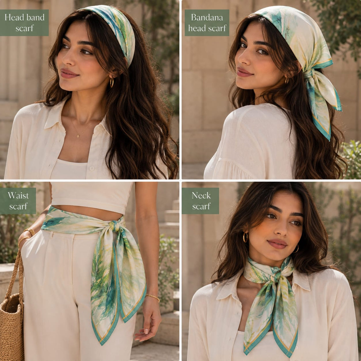Colorful Seaweed Scarf Satin