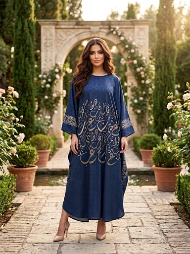 Navy Blue Arabic Loose Dress