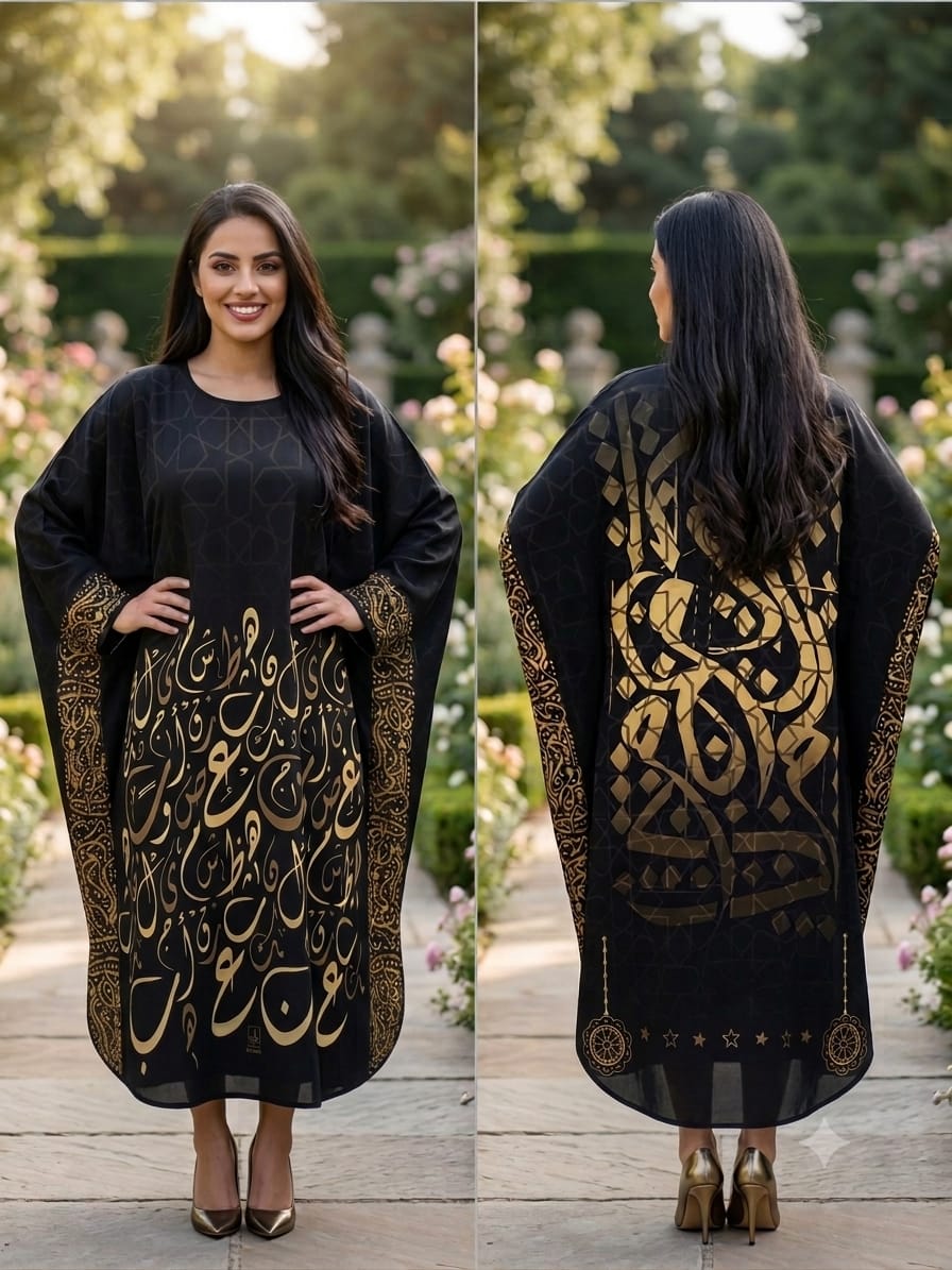 Arabic Black Gold Loose Dress