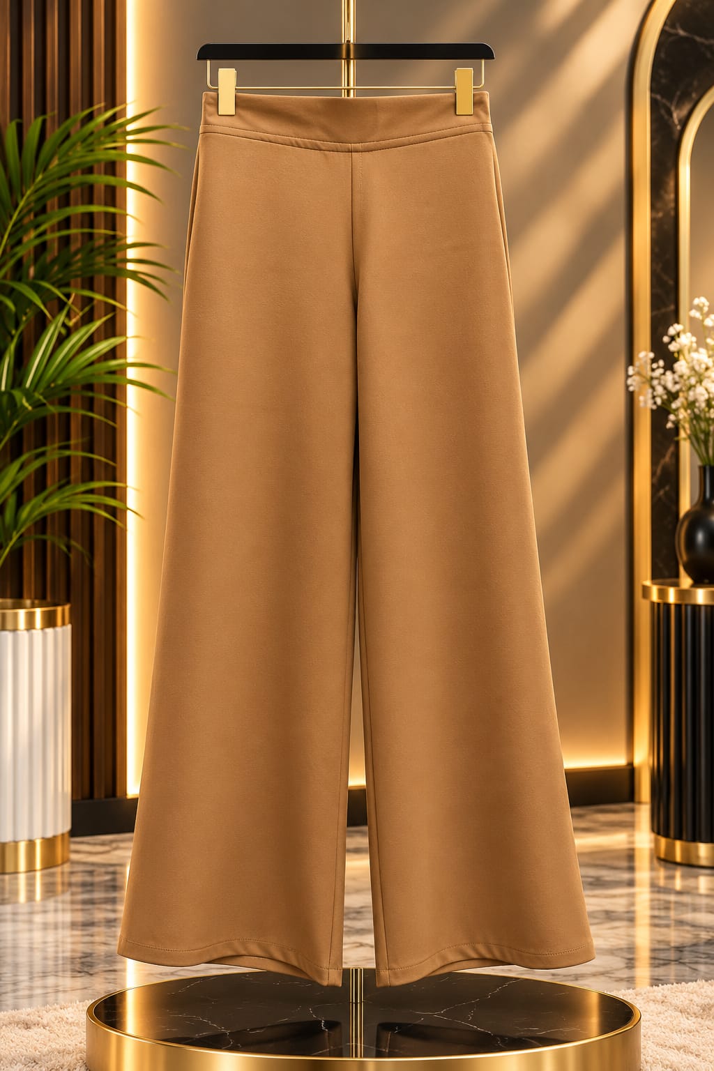Caramel Beige classic wide leg
