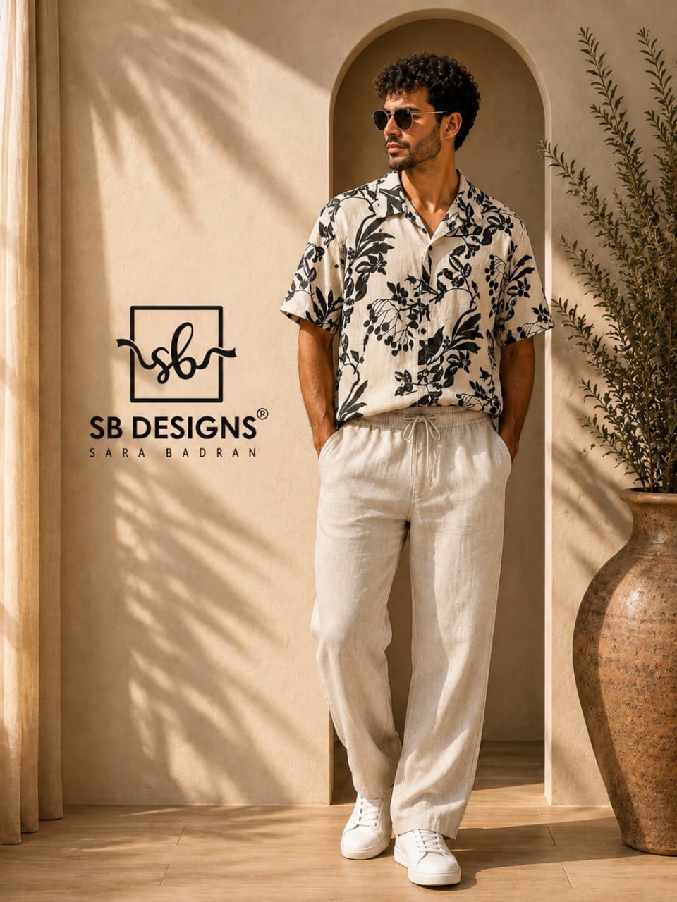 Botanical Noir Linen Shirt