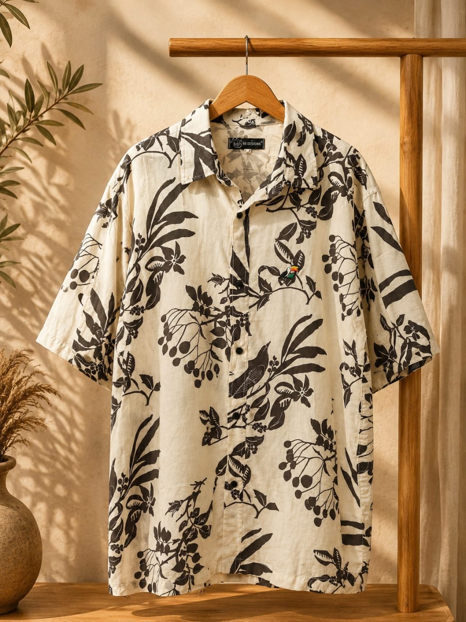 Botanical Noir Linen Shirt