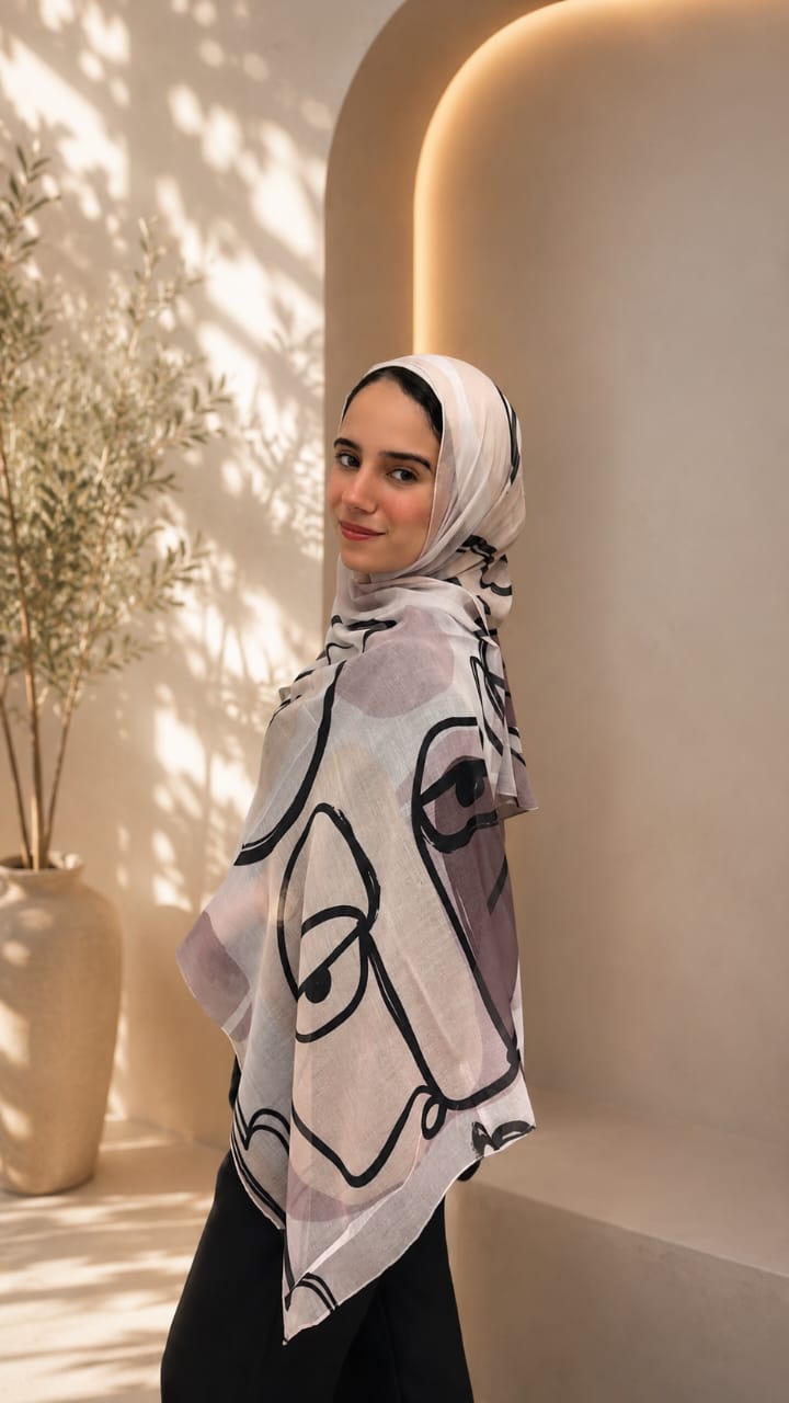 Beige Howa We Heya Cotton Feel Scarf