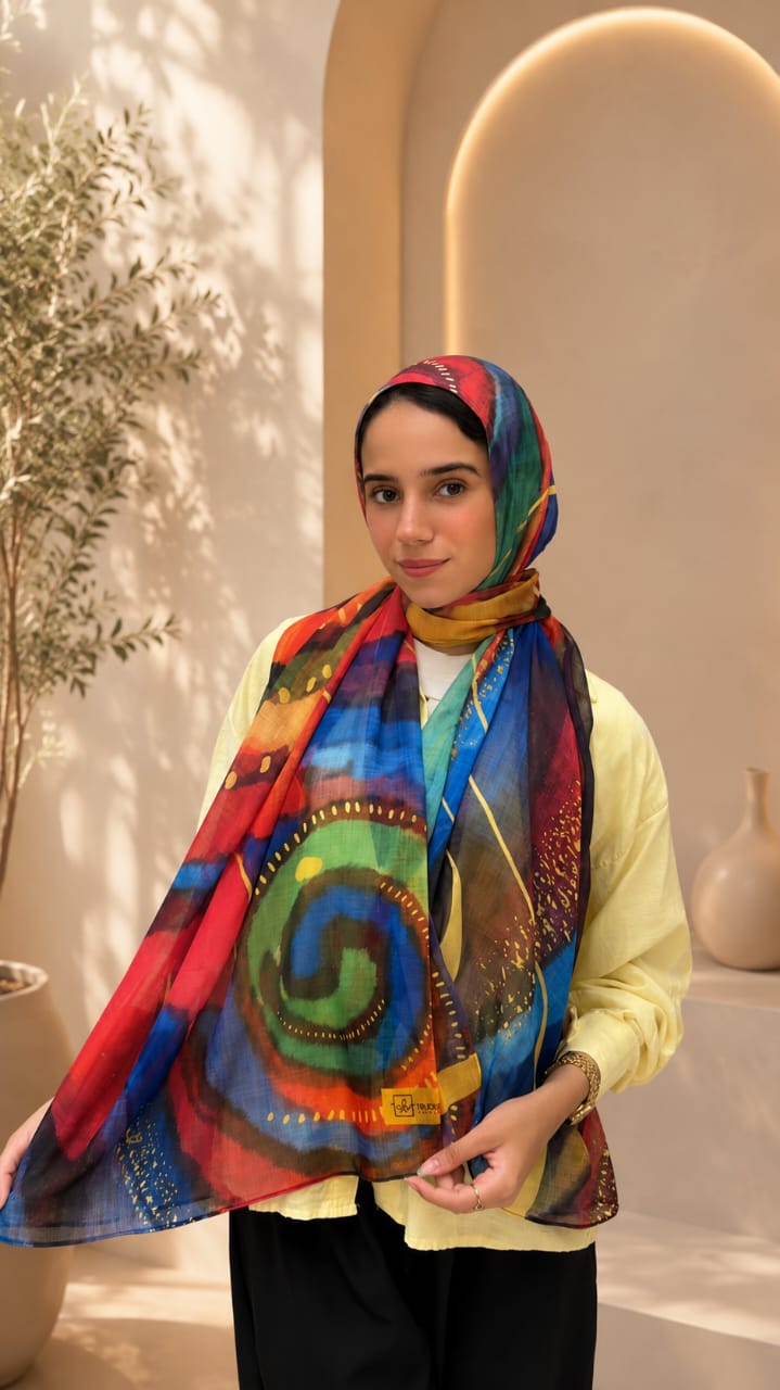Red Sun Cotton Feel Scarf