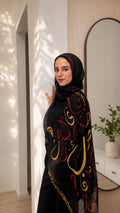 Black Red Arabic Cotton Feel Scarf