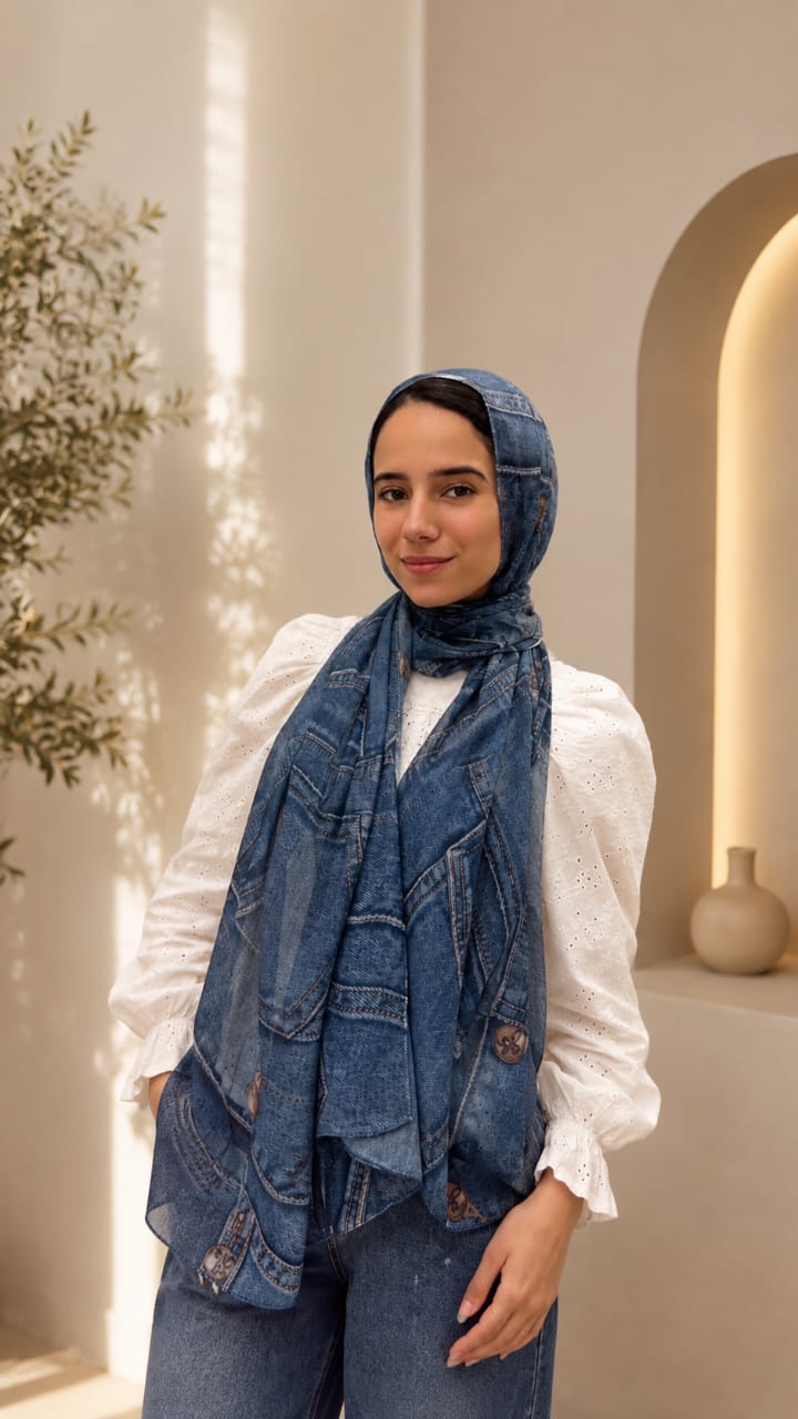 Blue Jeans Cotton Feel Scarf