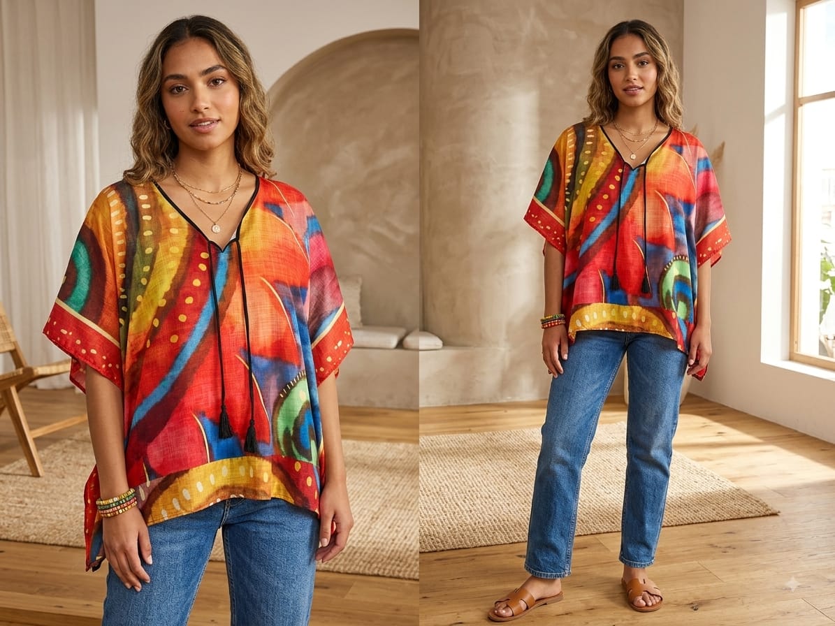 Loose Blouse Red Sun