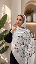 White Arabic Beige Cotton Feel Scarf