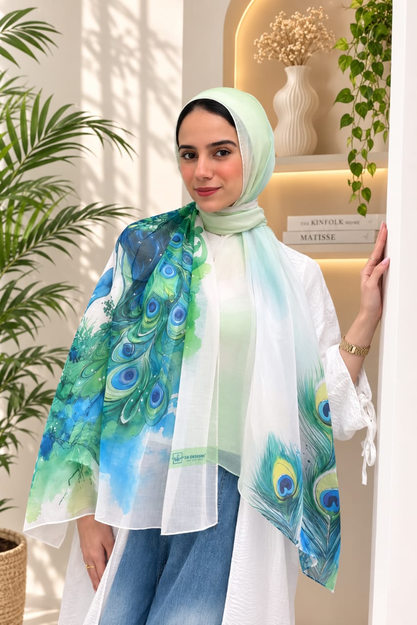 light Peacock Woman Cotton Feel Scarf