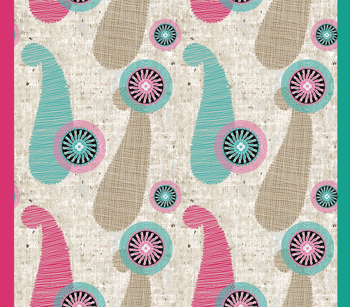 Mint Pink Wheels Chiffon Scarf